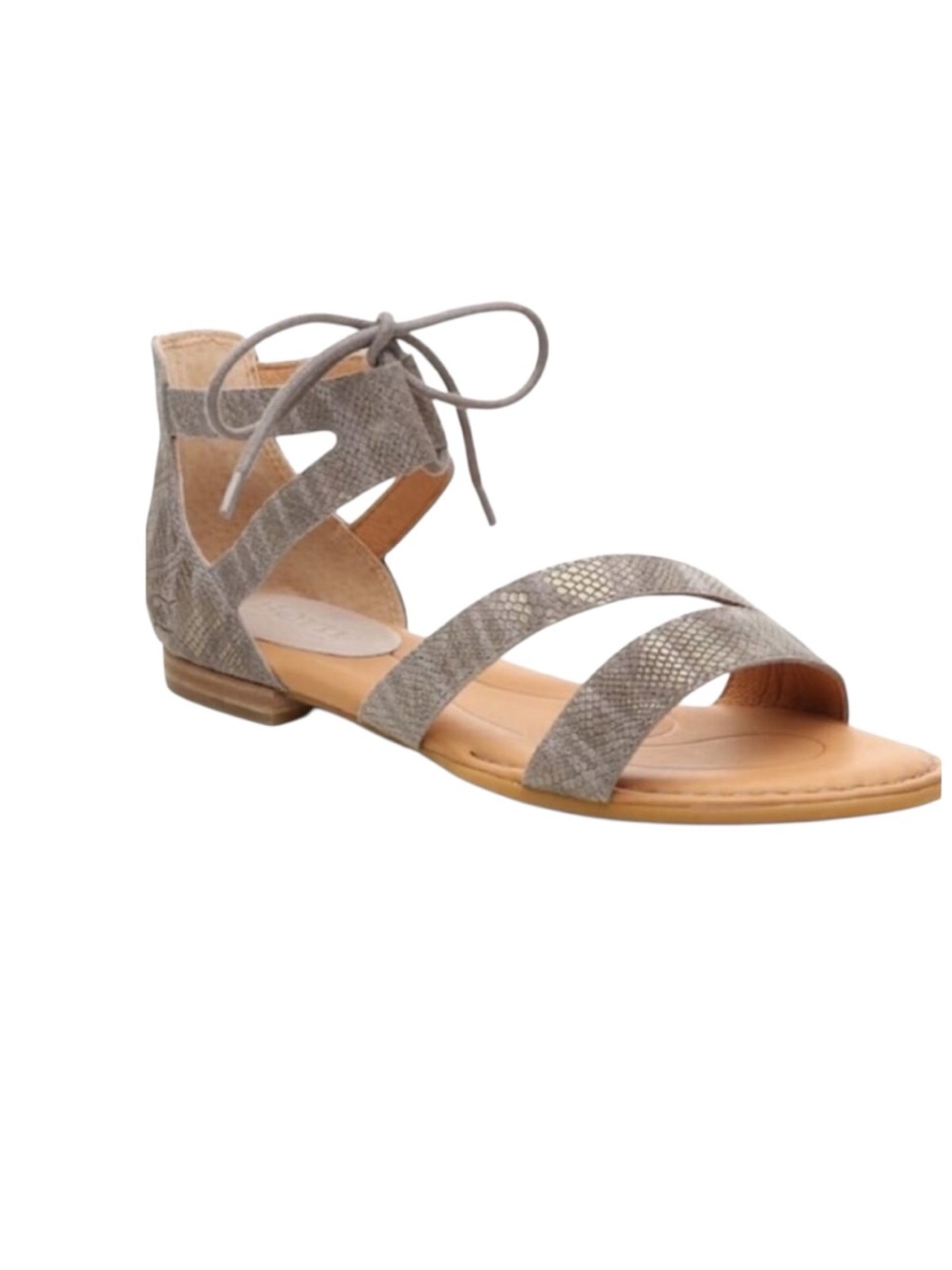 Born Casma Gray Leather Snake Print Gladiator Sandals Size 7